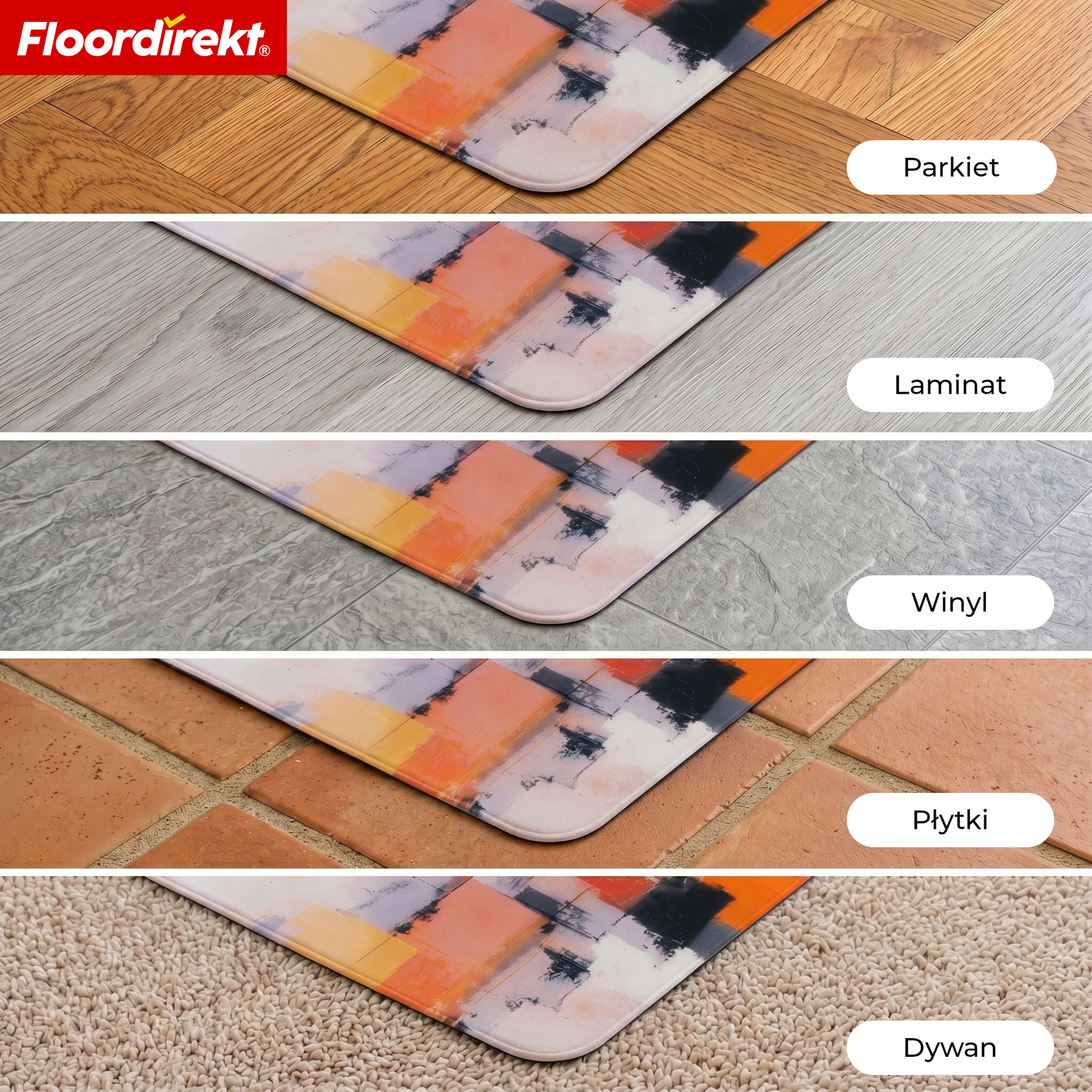 Designowa mata ochronna na podłogę | Wytrzymała podkładka pod krzesło biurowe ze specjalnego PVC do biura i home office | 80 x 118 cm