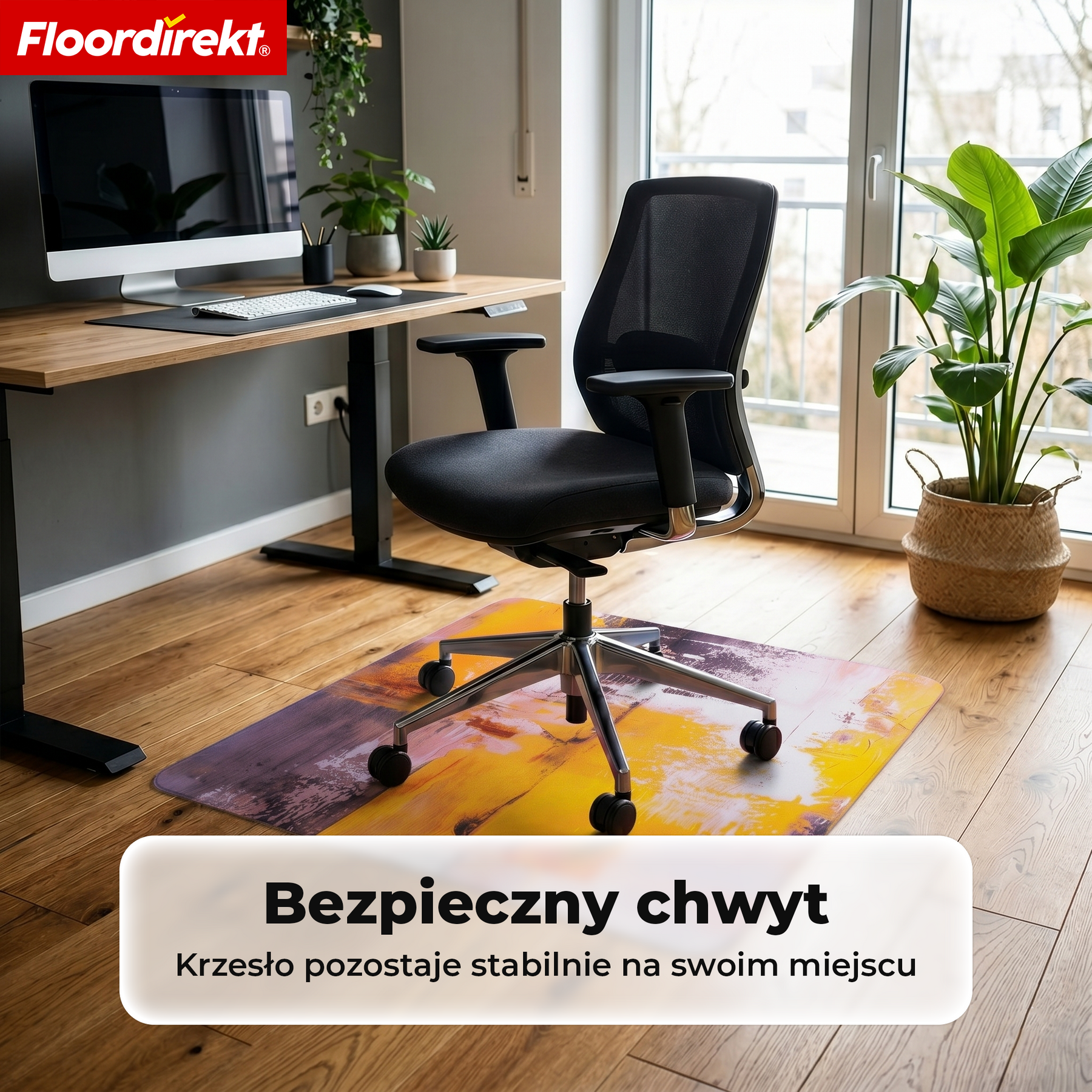 Designowa mata ochronna na podłogę | Wytrzymała podkładka pod krzesło biurowe ze specjalnego PVC do biura i home office | 80 x 118 cm