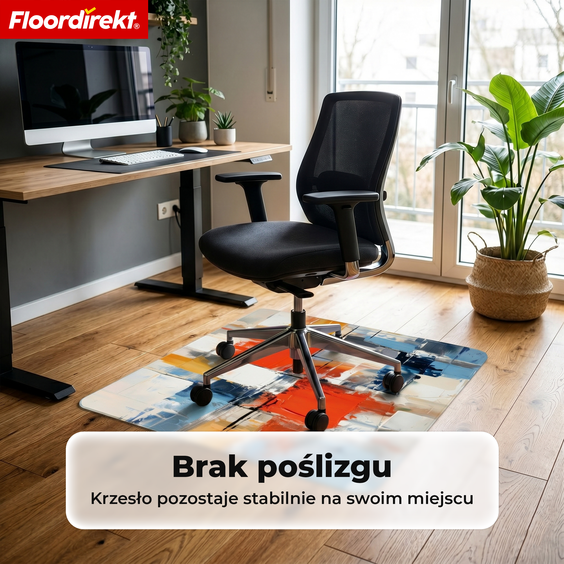 Designowa mata ochronna na podłogę | Wytrzymała podkładka pod krzesło biurowe ze specjalnego PVC do biura i home office | 80 x 118 cm