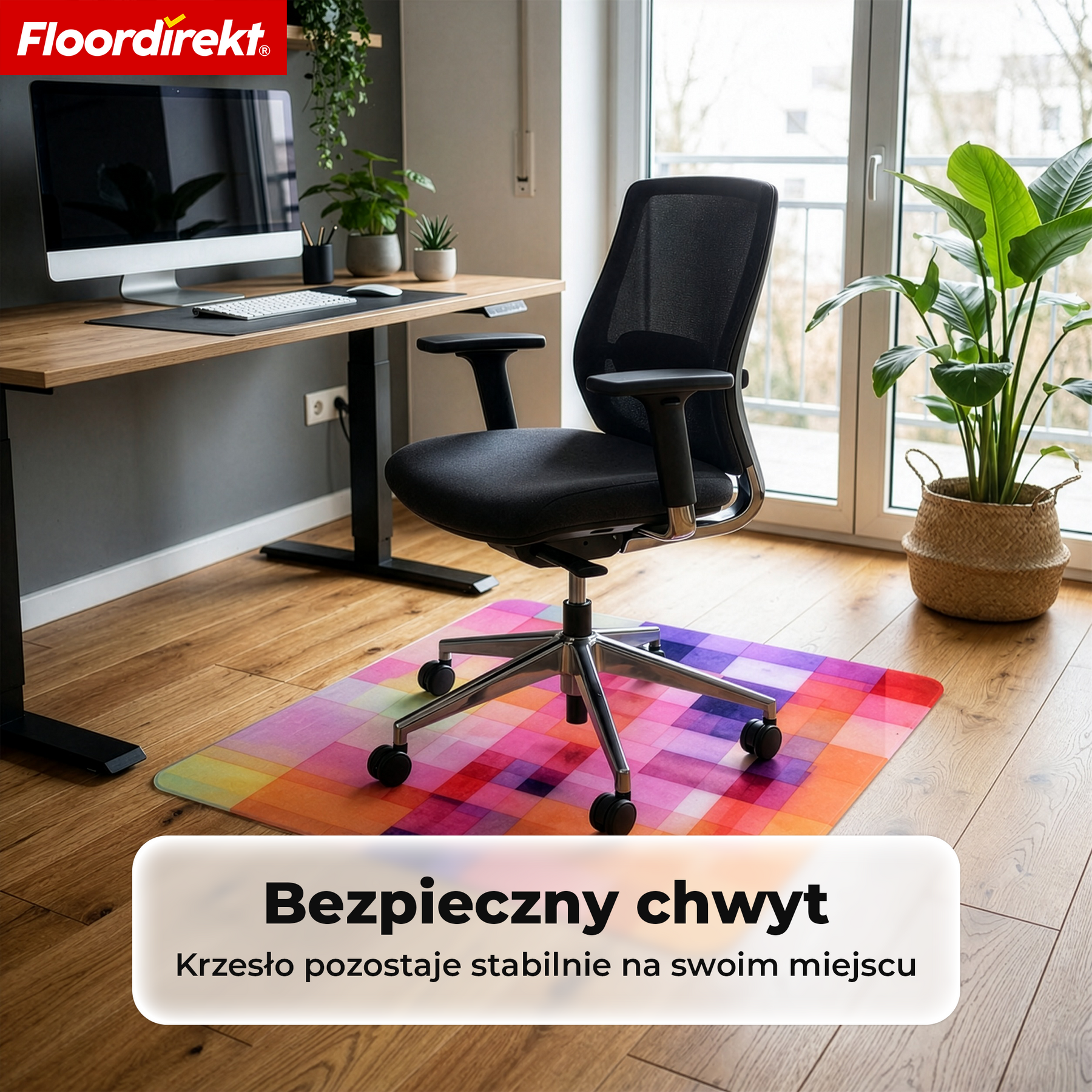 Designowa mata ochronna na podłogę | Wytrzymała podkładka pod krzesło biurowe ze specjalnego PVC do biura i home office | 80 x 118 cm