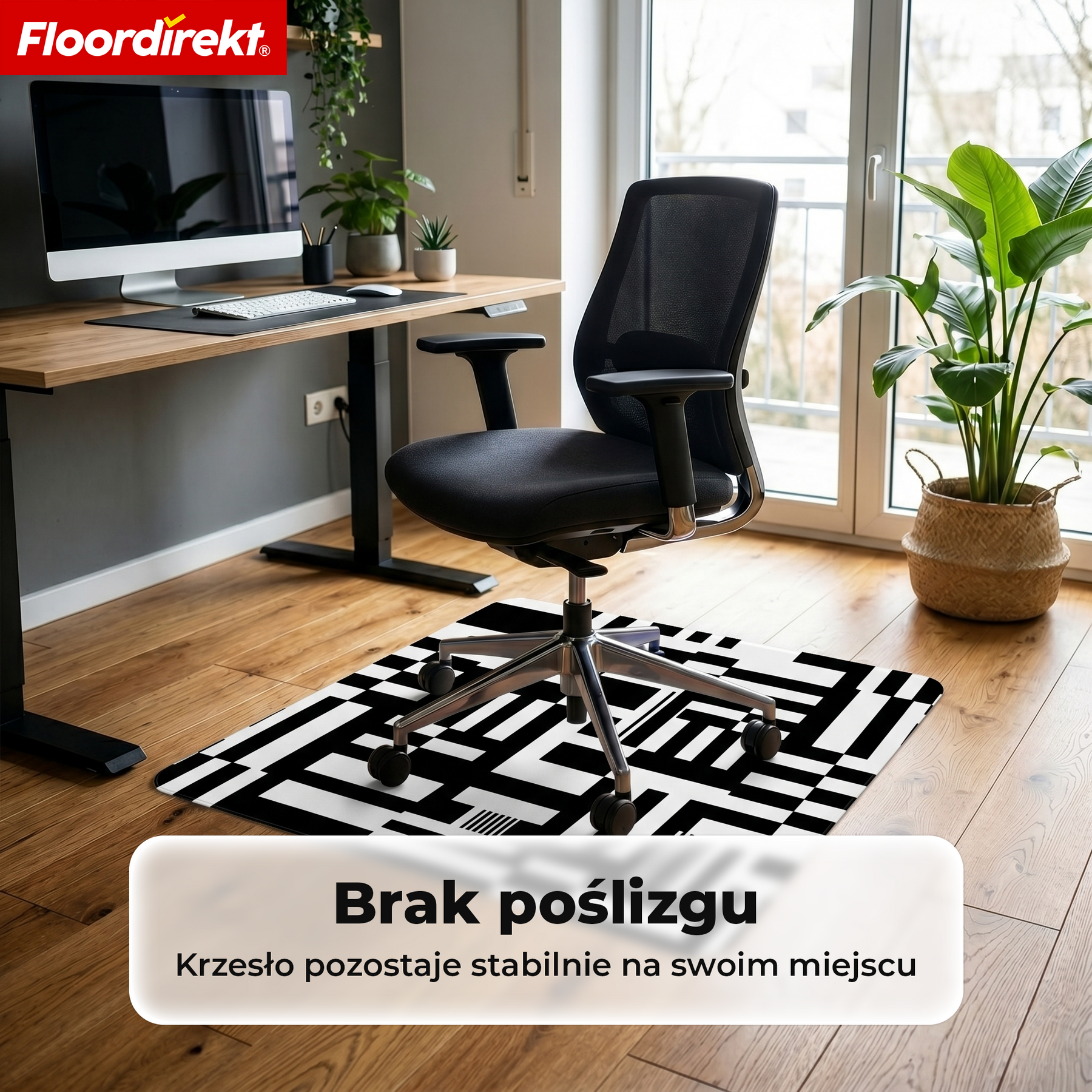 Designowa mata ochronna na podłogę | Wytrzymała podkładka pod krzesło biurowe ze specjalnego PVC do biura i home office | 80 x 118 cm
