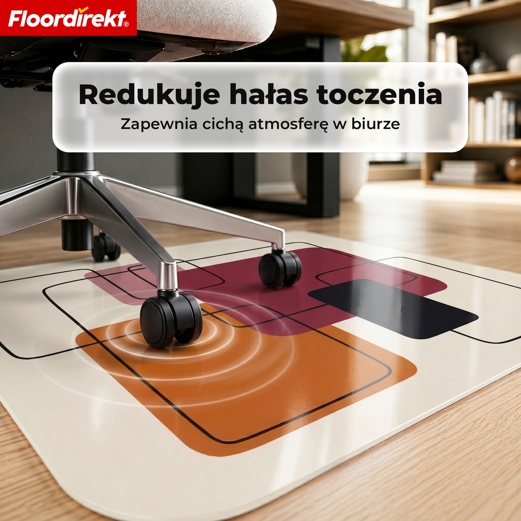 Designowa mata ochronna na podłogę | Wytrzymała podkładka pod krzesło biurowe ze specjalnego PVC do biura i home office | 80 x 118 cm