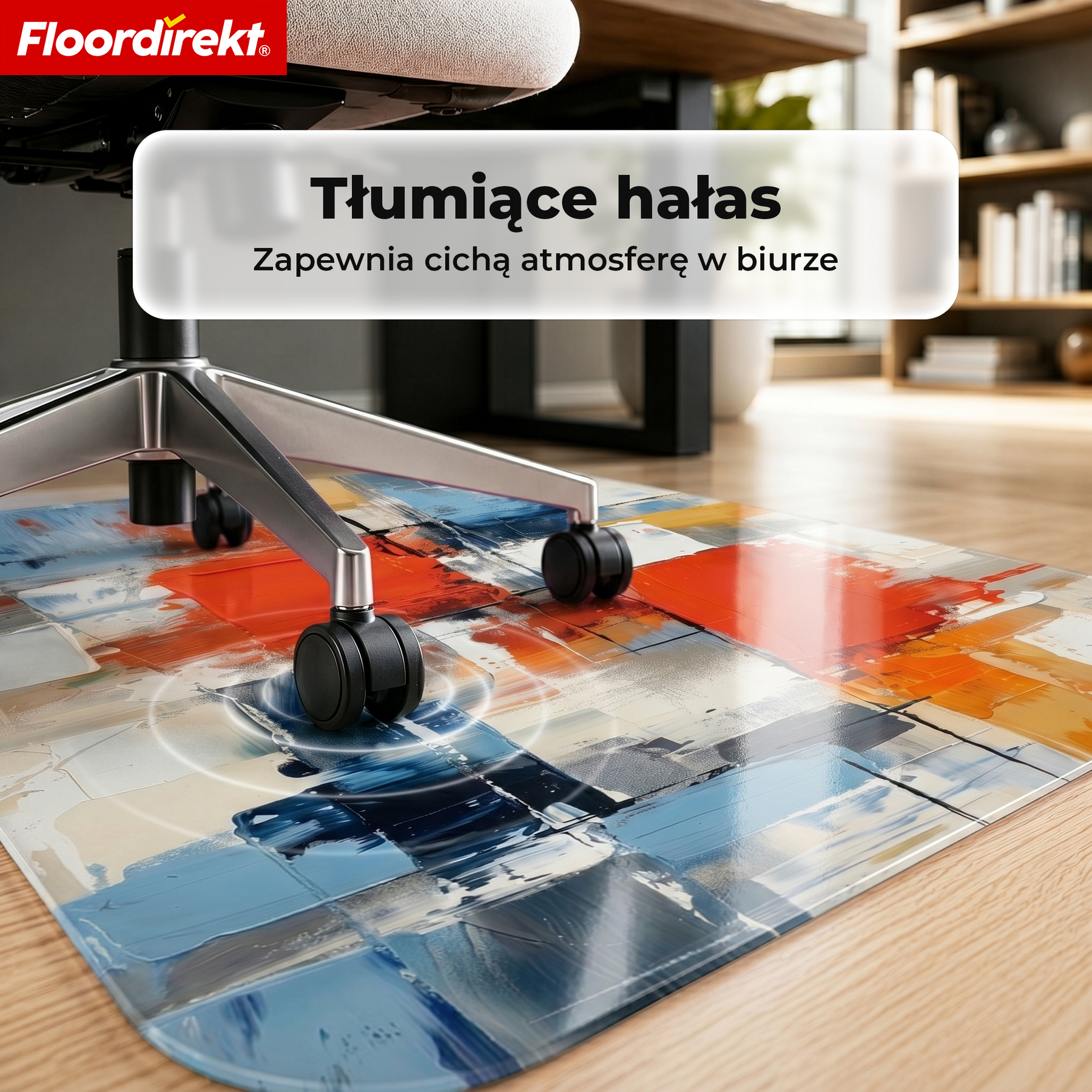 Designowa mata ochronna na podłogę | Wytrzymała podkładka pod krzesło biurowe ze specjalnego PVC do biura i home office | 80 x 118 cm