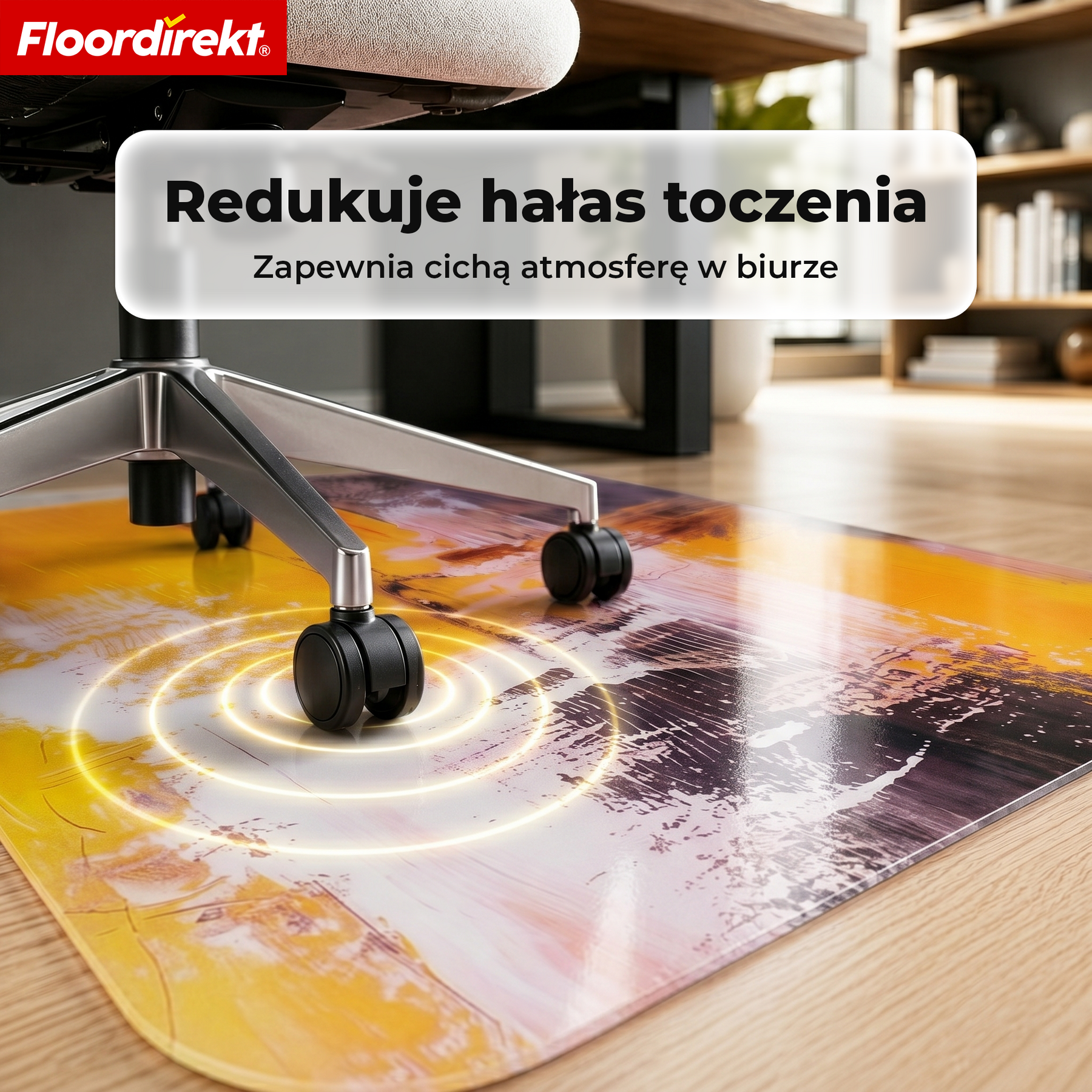 Designowa mata ochronna na podłogę | Wytrzymała podkładka pod krzesło biurowe ze specjalnego PVC do biura i home office | 80 x 118 cm
