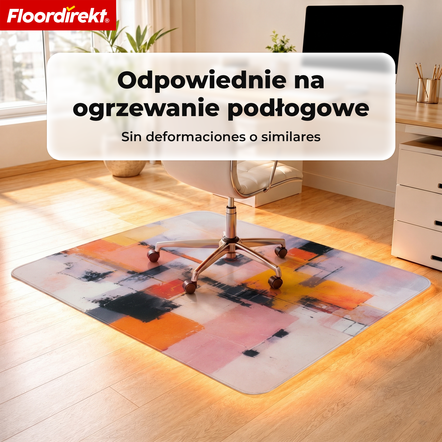 Designowa mata ochronna na podłogę | Wytrzymała podkładka pod krzesło biurowe ze specjalnego PVC do biura i home office | 80 x 118 cm