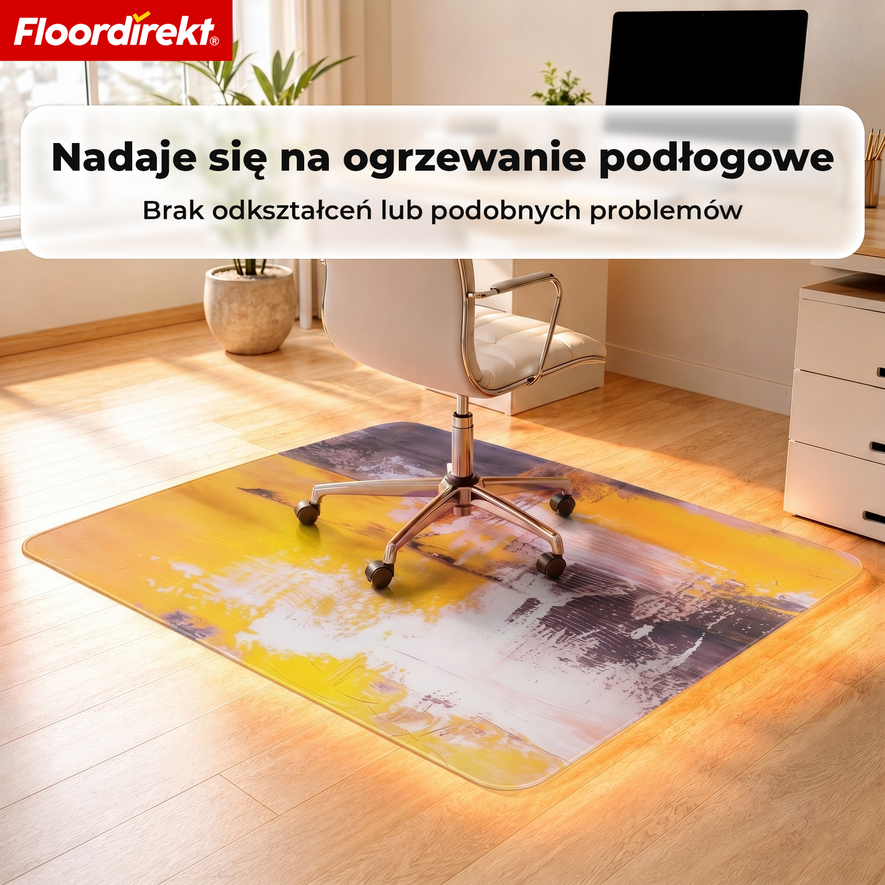 Designowa mata ochronna na podłogę | Wytrzymała podkładka pod krzesło biurowe ze specjalnego PVC do biura i home office | 80 x 118 cm