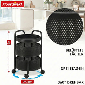 Wózek | Henry | Wózek kuchenny ze stali na kółkach | Wózek serwisowy | 3 lub 5 poziomów | Biały & Czarny