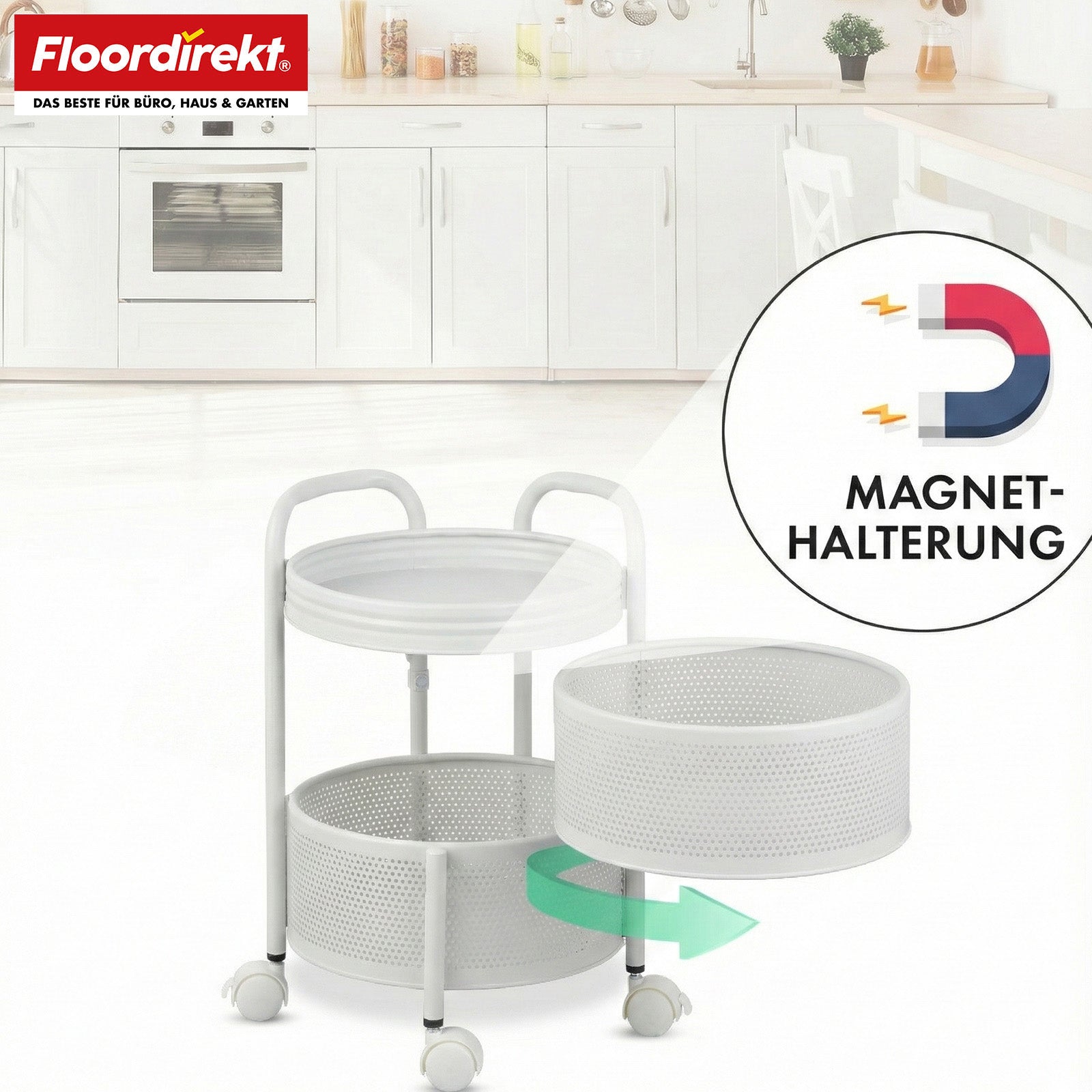 Wózek | Henry | Wózek kuchenny ze stali na kółkach | Wózek serwisowy | 3 lub 5 poziomów | Biały & Czarny