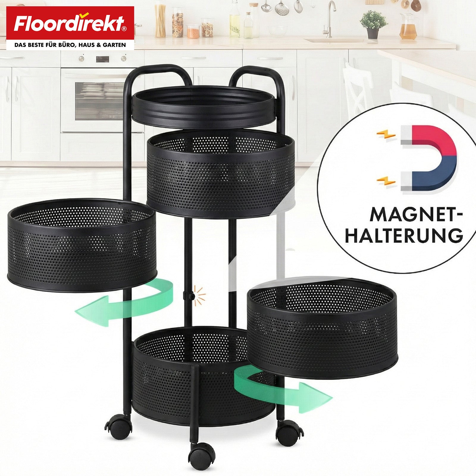 Wózek | Henry | Wózek kuchenny ze stali na kółkach | Wózek serwisowy | 3 lub 5 poziomów | Biały & Czarny