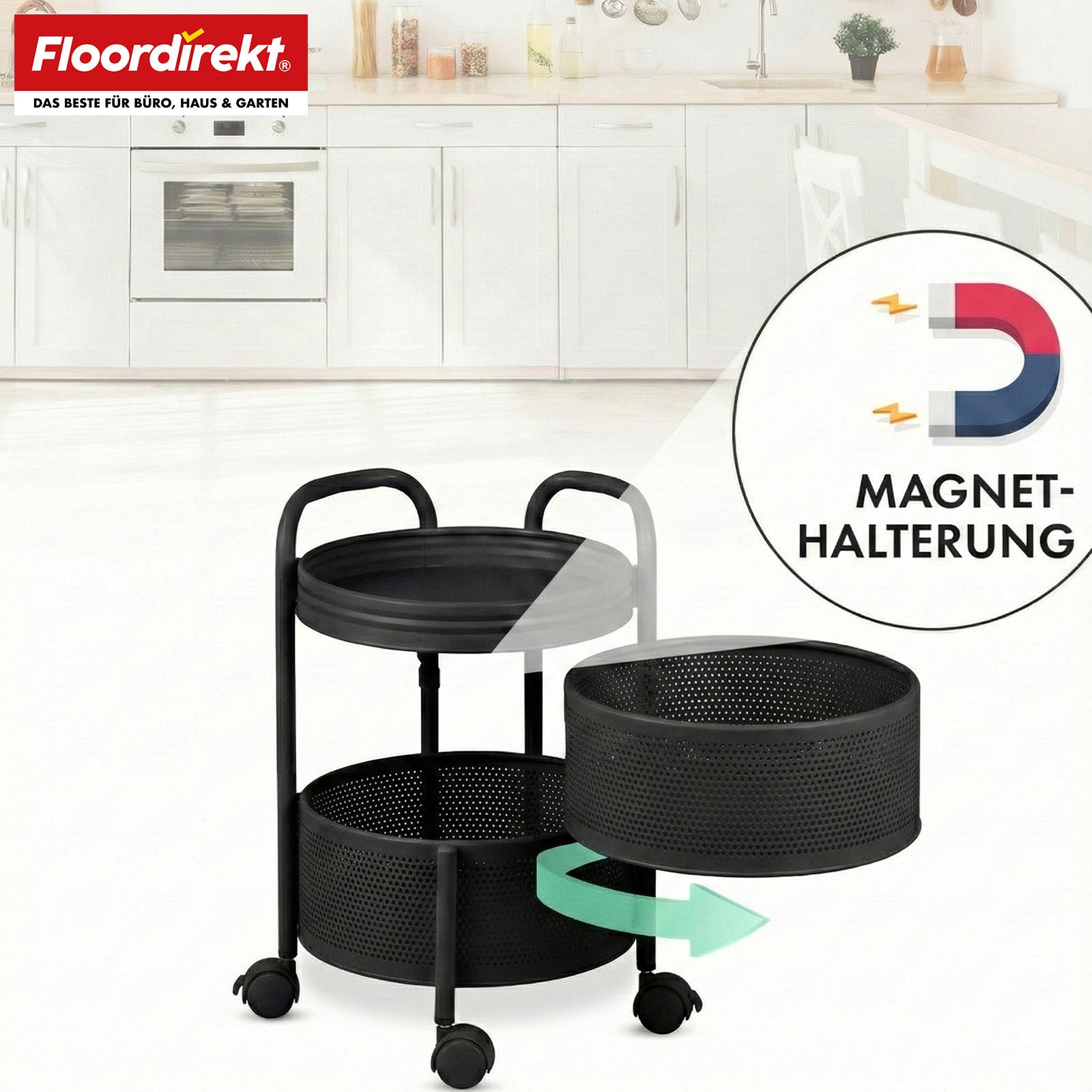 Wózek | Henry | Wózek kuchenny ze stali na kółkach | Wózek serwisowy | 3 lub 5 poziomów | Biały & Czarny