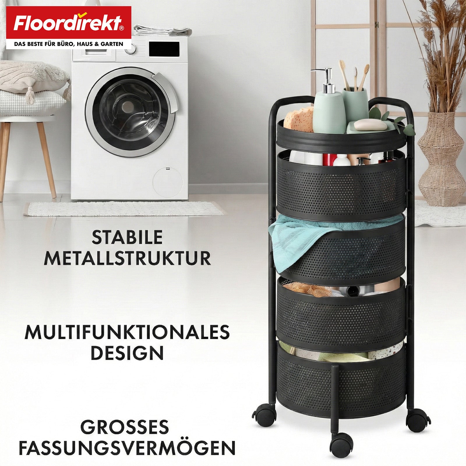 Wózek | Henry | Wózek kuchenny ze stali na kółkach | Wózek serwisowy | 3 lub 5 poziomów | Biały & Czarny