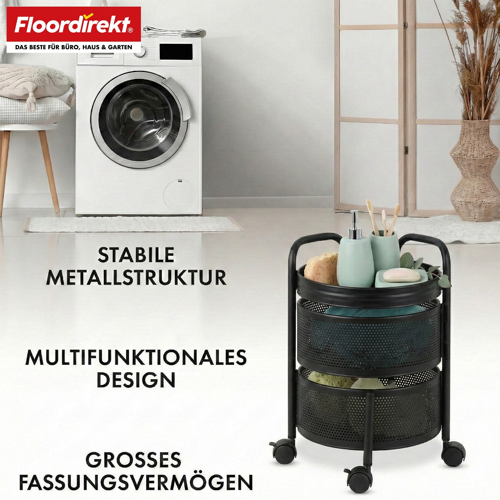 Wózek | Henry | Wózek kuchenny ze stali na kółkach | Wózek serwisowy | 3 lub 5 poziomów | Biały & Czarny