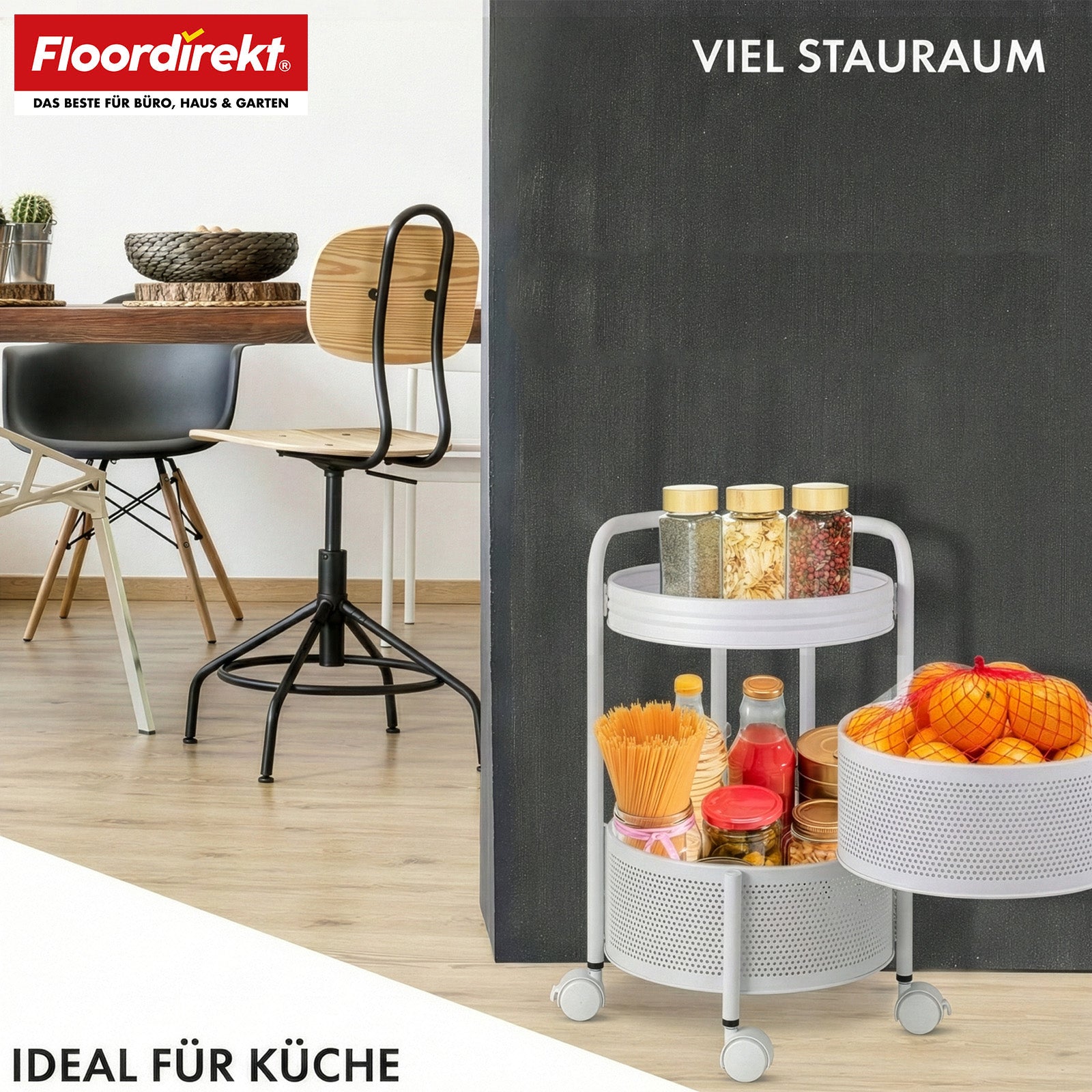 Wózek | Henry | Wózek kuchenny ze stali na kółkach | Wózek serwisowy | 3 lub 5 poziomów | Biały & Czarny