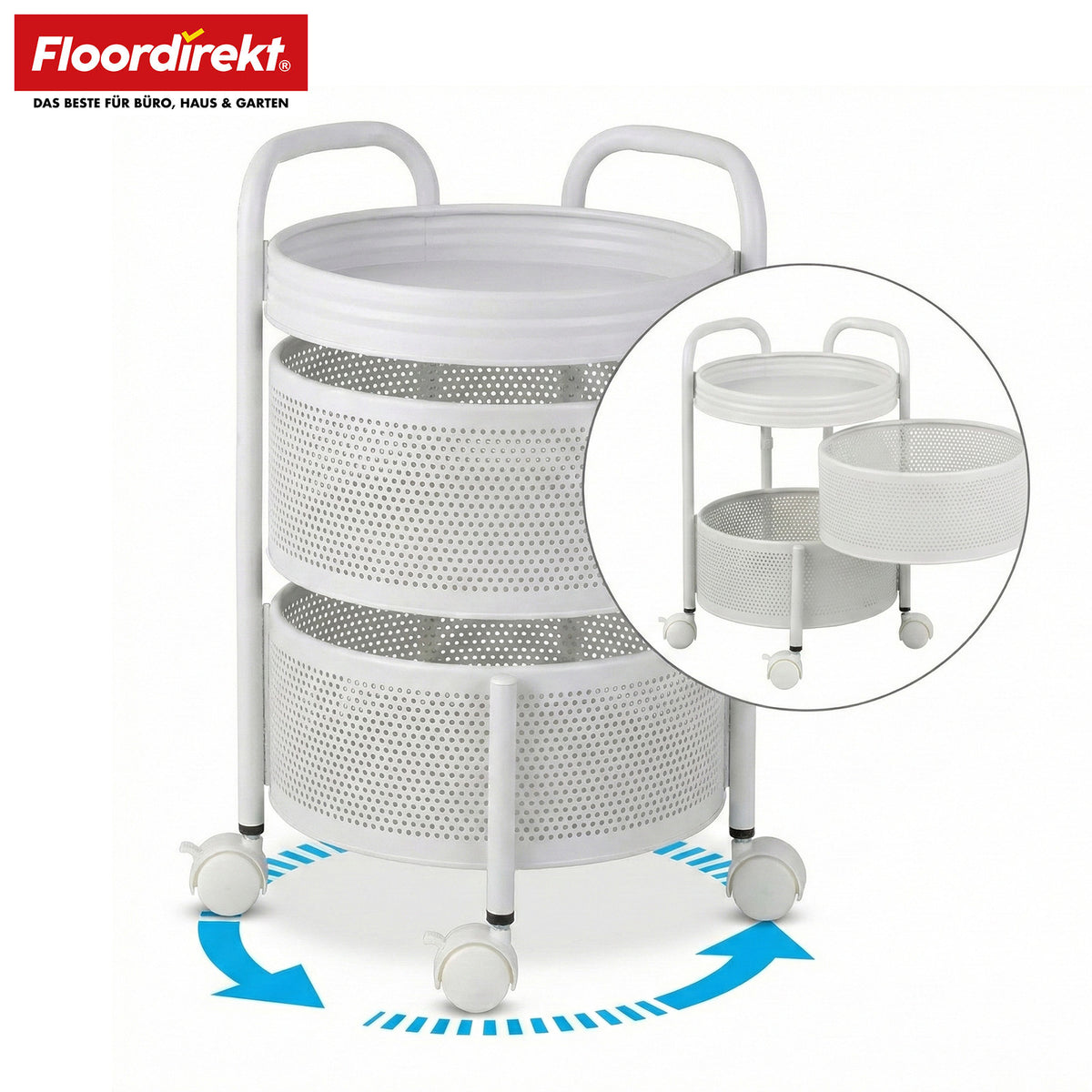 Wózek | Henry | Wózek kuchenny ze stali na kółkach | Wózek serwisowy | 3 lub 5 poziomów | Biały & Czarny