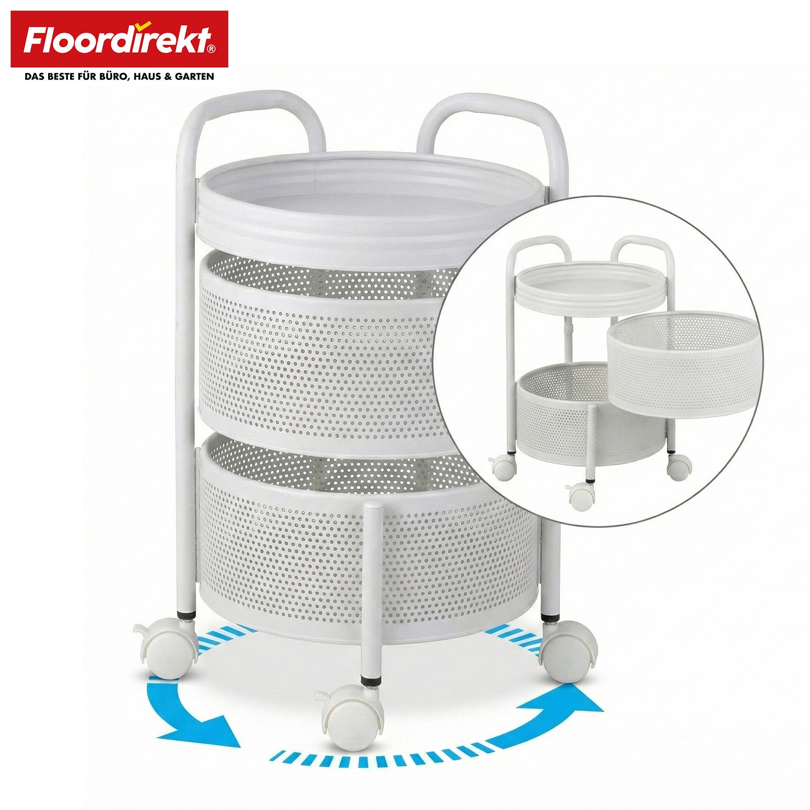 Wózek | Henry | Wózek kuchenny ze stali na kółkach | Wózek serwisowy | 3 lub 5 poziomów | Biały & Czarny