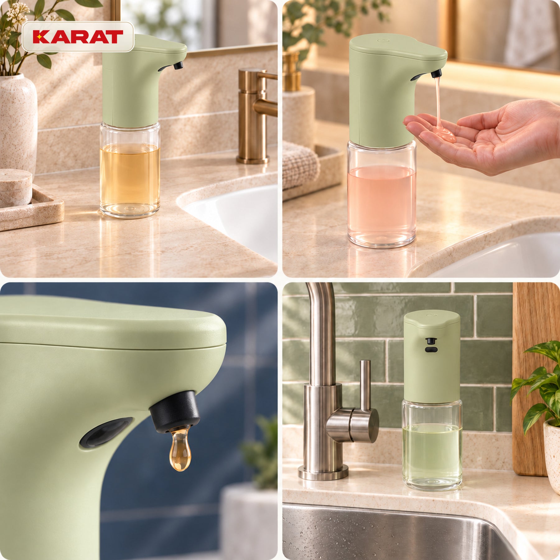 Automatyczny dozownik mydła w płynie | Elara | Bezdotykowy dozownik do mydła w płynie | 300 ml | 5 kolorów