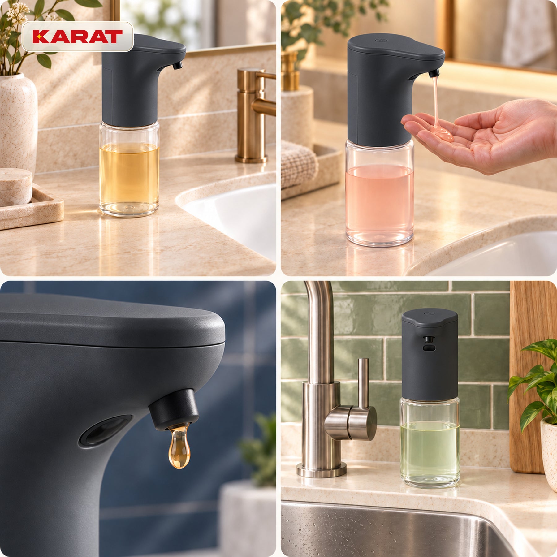 Automatyczny dozownik mydła w płynie | Elara | Bezdotykowy dozownik do mydła w płynie | 300 ml | 5 kolorów