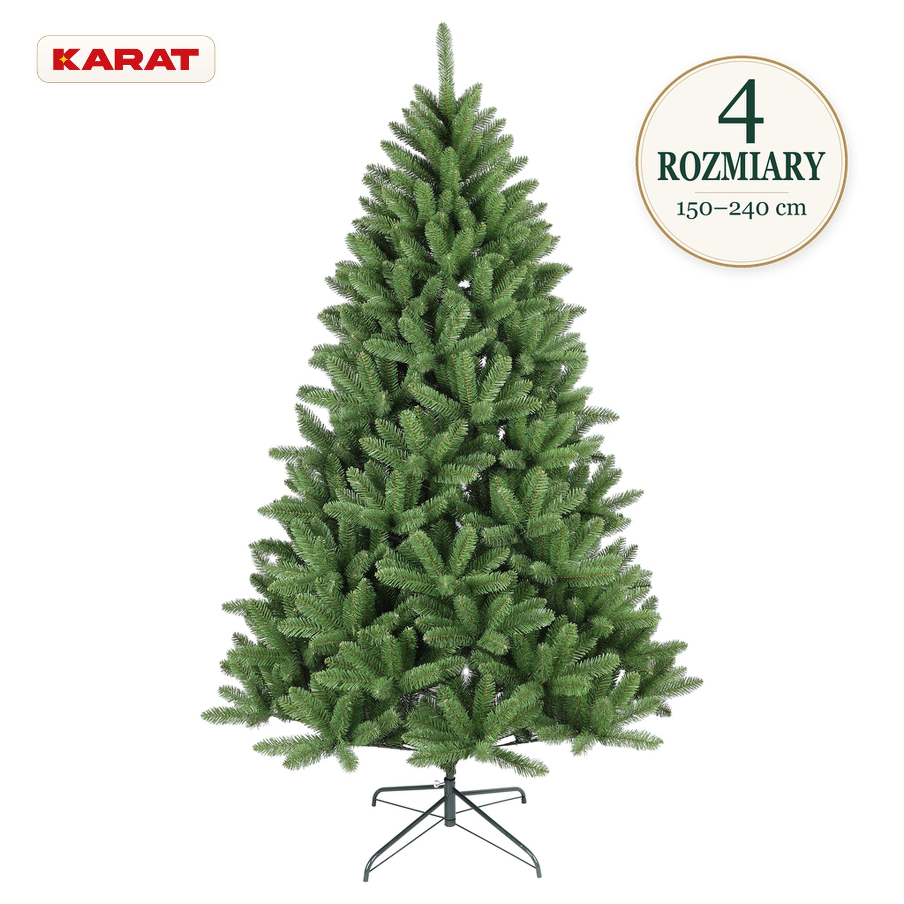 Sztuczna choinka | Evergreen | Gęsty wygląd świerku z metalowym stojakiem | 150–240 cm
