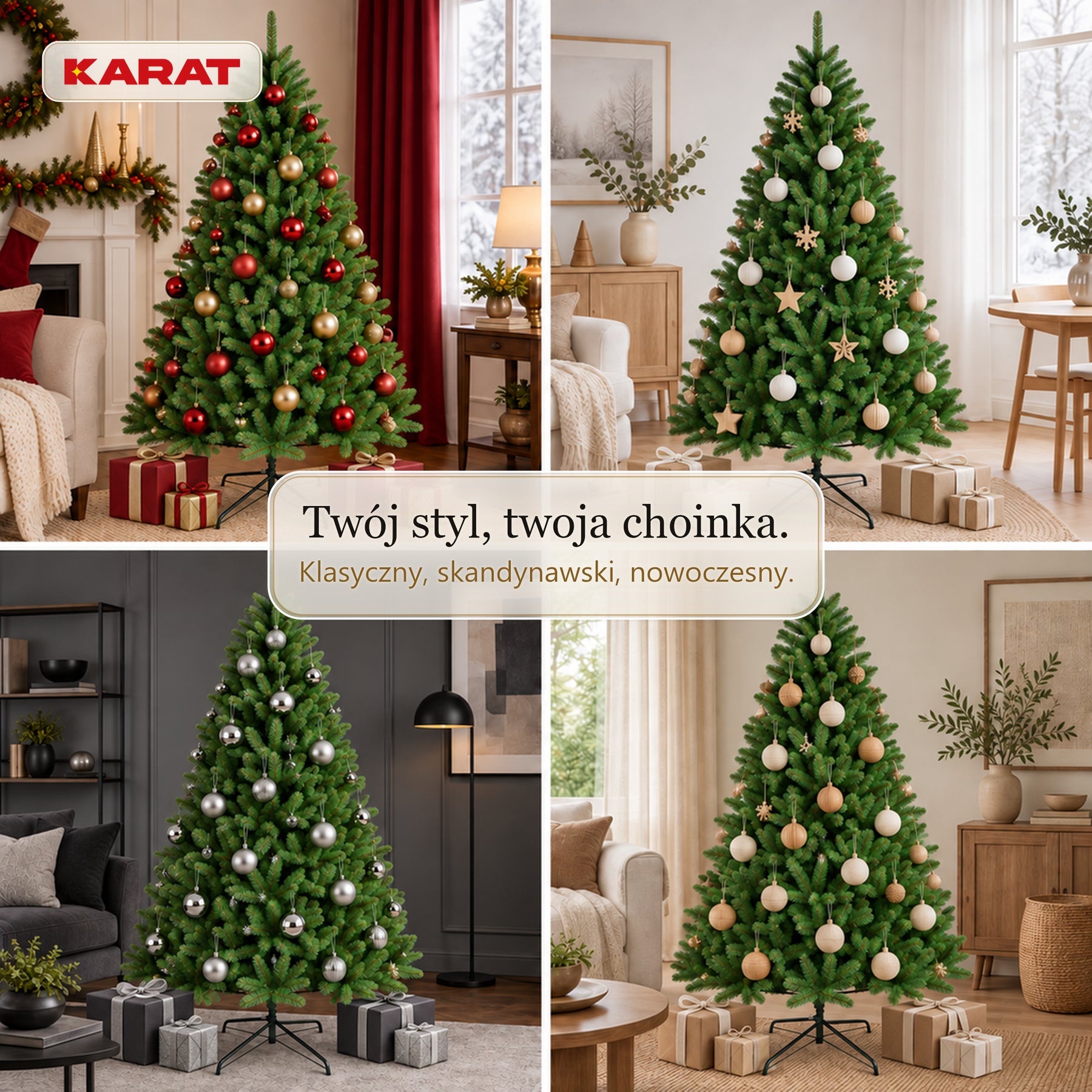 Sztuczna choinka | Evergreen | Gęsty wygląd świerku z metalowym stojakiem | 150–240 cm