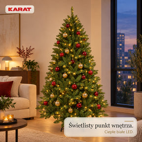 Sztuczna choinka z oświetleniem LED | Evergreen | Ciepłe białe LED & metalowy stojak | 150–240 cm