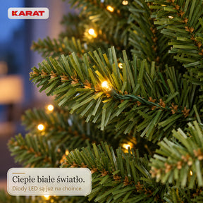 Sztuczna choinka z oświetleniem LED | Evergreen | Ciepłe białe LED & metalowy stojak | 150–240 cm