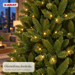 Sztuczna choinka z oświetleniem LED | Evergreen | Ciepłe białe LED & metalowy stojak | 150–240 cm