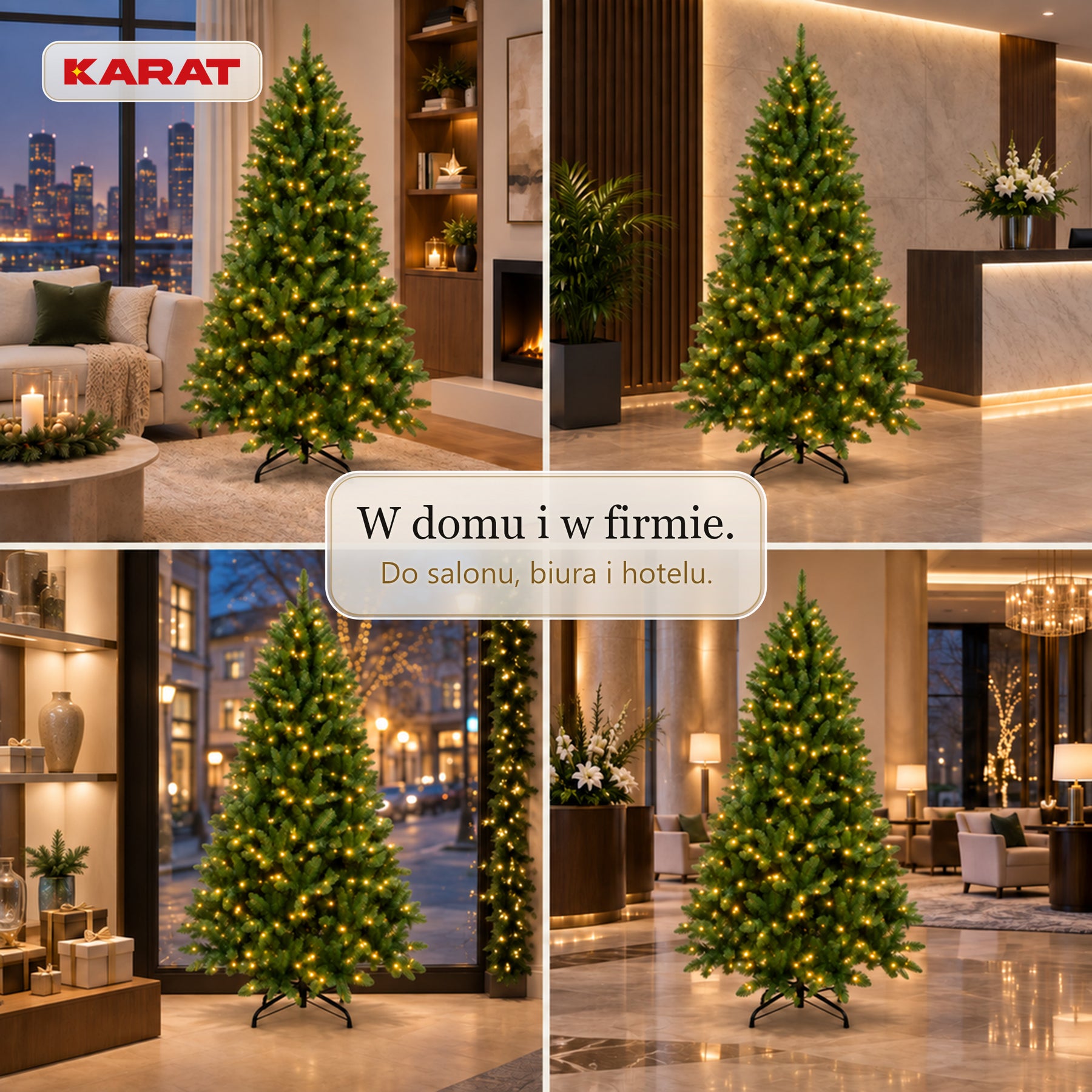 Sztuczna choinka z oświetleniem LED | Evergreen | Ciepłe białe LED & metalowy stojak | 150–240 cm