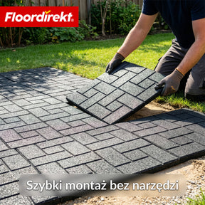 Mata amortyzująca | Paving Tile | 50x50 cm 25 mm | Płyta gumowa w optyce kostki brukowej | Taras, ogród i przestrzeń zewnętrzna