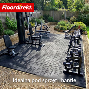 Mata amortyzująca | Paving Tile | 50x50 cm 25 mm | Płyta gumowa w optyce kostki brukowej | Taras, ogród i przestrzeń zewnętrzna