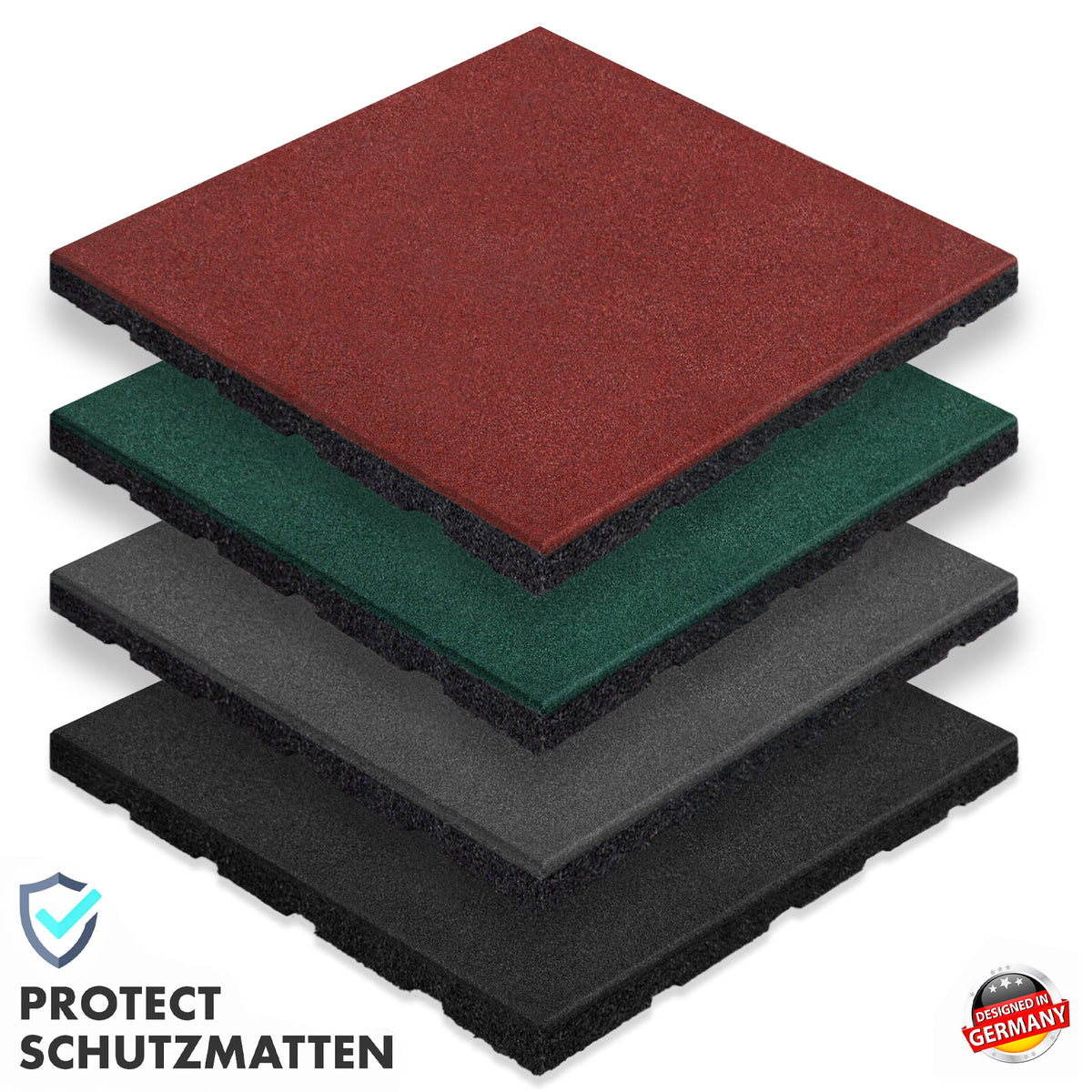Mata zabezpieczająca przed upadkiem | Play Protect | Antypoślizgowa, wytrzymała gumowa ochrona podłogi | Różne grubości i kolory | 50 x 50 cm