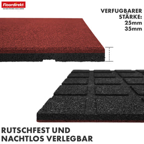 Mata zabezpieczająca przed upadkiem | Play Protect | Antypoślizgowa, wytrzymała gumowa ochrona podłogi | Różne grubości i kolory | 50 x 50 cm