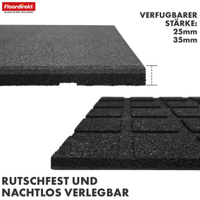 Mata zabezpieczająca przed upadkiem | Play Protect | Antypoślizgowa, wytrzymała gumowa ochrona podłogi | Różne grubości i kolory | 50 x 50 cm