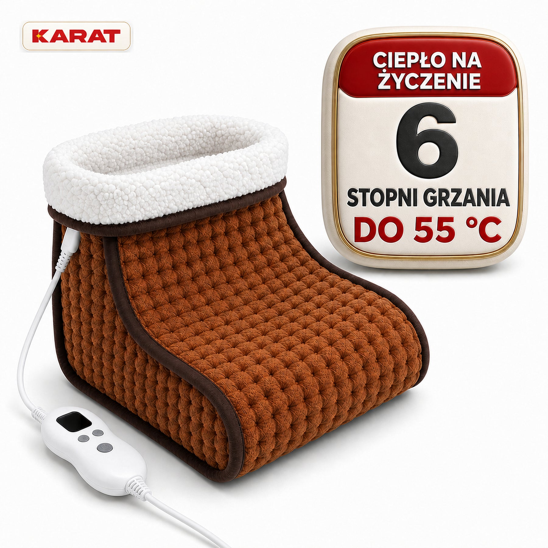 Elektryczny ogrzewacz do stóp | Fjord | 6 poziomów do 55 °C, timer & podszewka Sherpa | 4 kolory