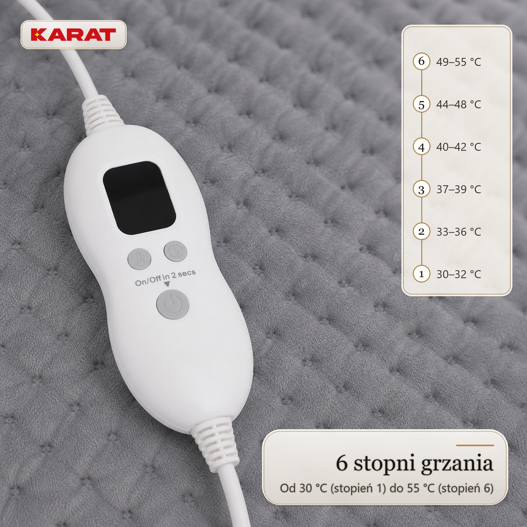 Elektryczny ogrzewacz do stóp | Fjord | 6 poziomów do 55 °C, timer & podszewka Sherpa | 4 kolory