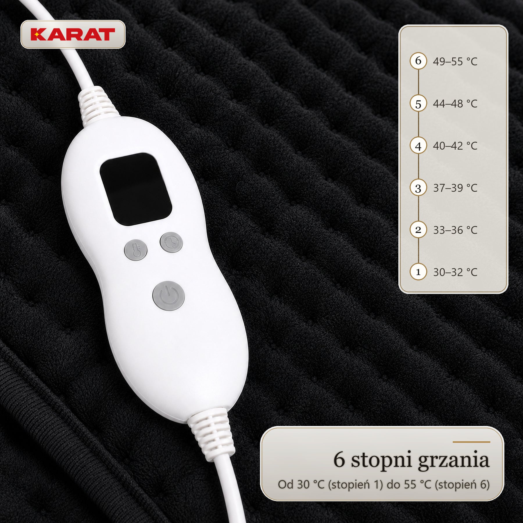 Elektryczny ogrzewacz do stóp | Fjord | 6 poziomów do 55 °C, timer & podszewka Sherpa | 4 kolory