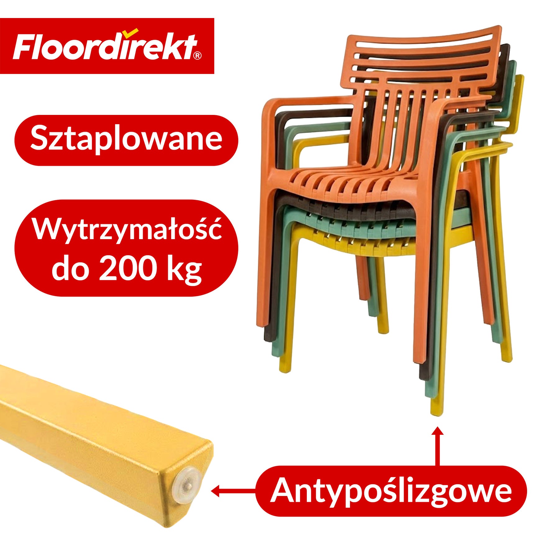 Krzesło ogrodowe | Sitwell | Sztaplowane krzesło designerskie odporne na warunki atmosferyczne i UV do ogrodu, balkonu i tarasu