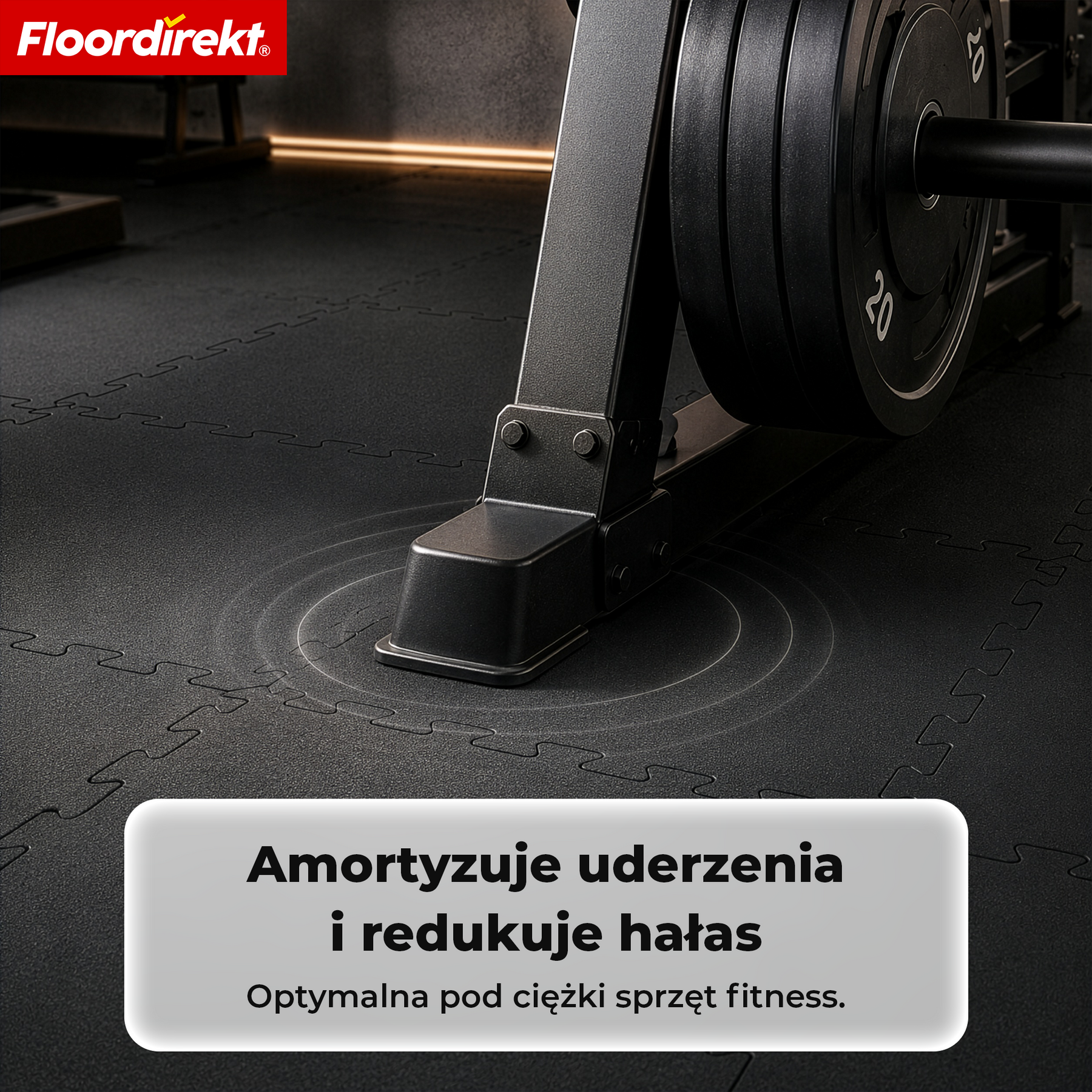 Gumowa mata zatrzaskowa | Wytrzymała mata ochronna pod sprzęt fitness i do stref roboczych | 50 x 50 cm