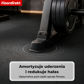 Gumowa mata zatrzaskowa | Wytrzymała mata ochronna pod sprzęt fitness i do stref roboczych | 50 x 50 cm