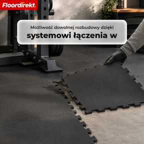 Gumowa mata zatrzaskowa | Wytrzymała mata ochronna pod sprzęt fitness i do stref roboczych | 50 x 50 cm