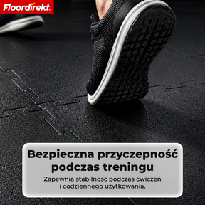 Gumowa mata zatrzaskowa | Wytrzymała mata ochronna pod sprzęt fitness i do stref roboczych | 50 x 50 cm