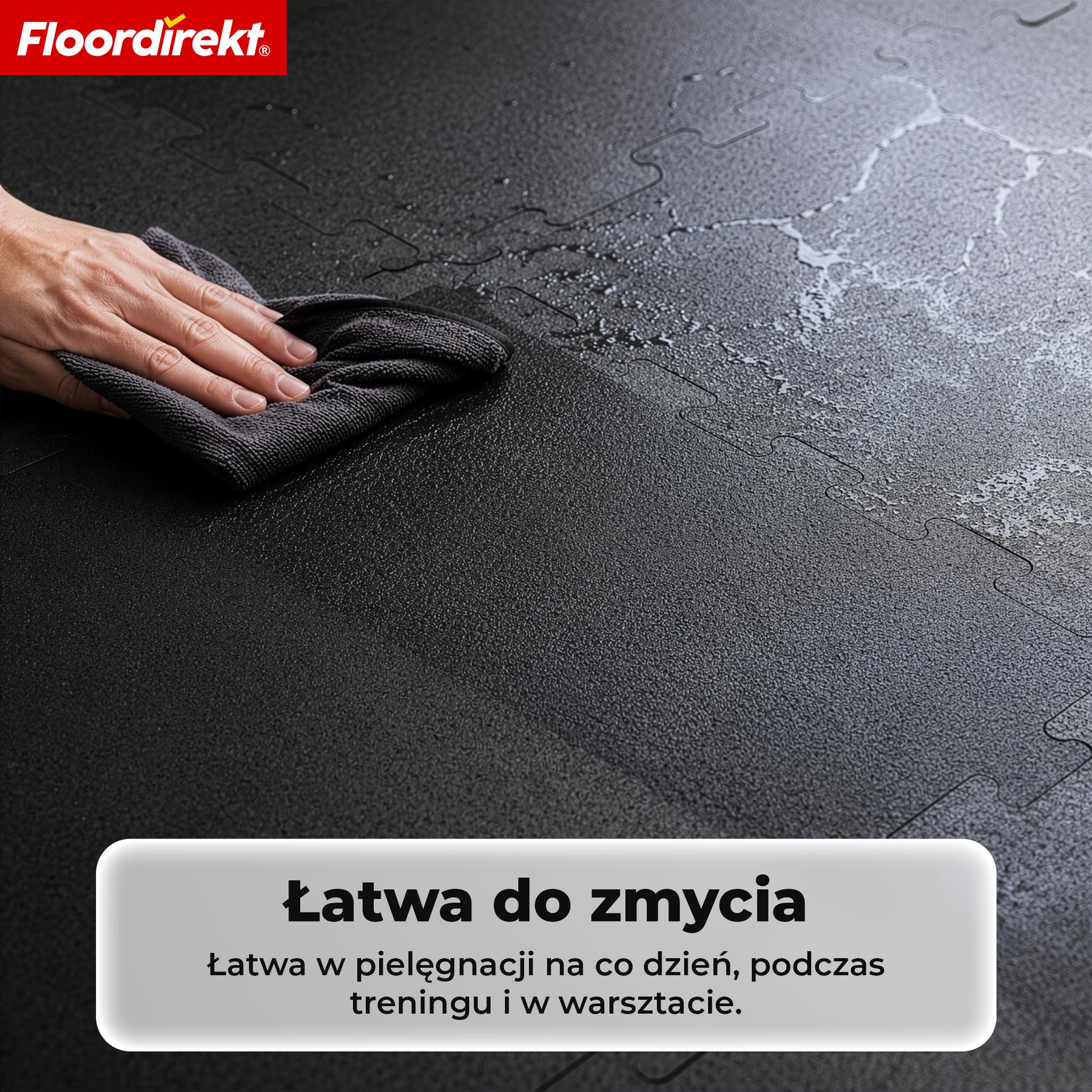 Gumowa mata zatrzaskowa | Wytrzymała mata ochronna pod sprzęt fitness i do stref roboczych | 50 x 50 cm
