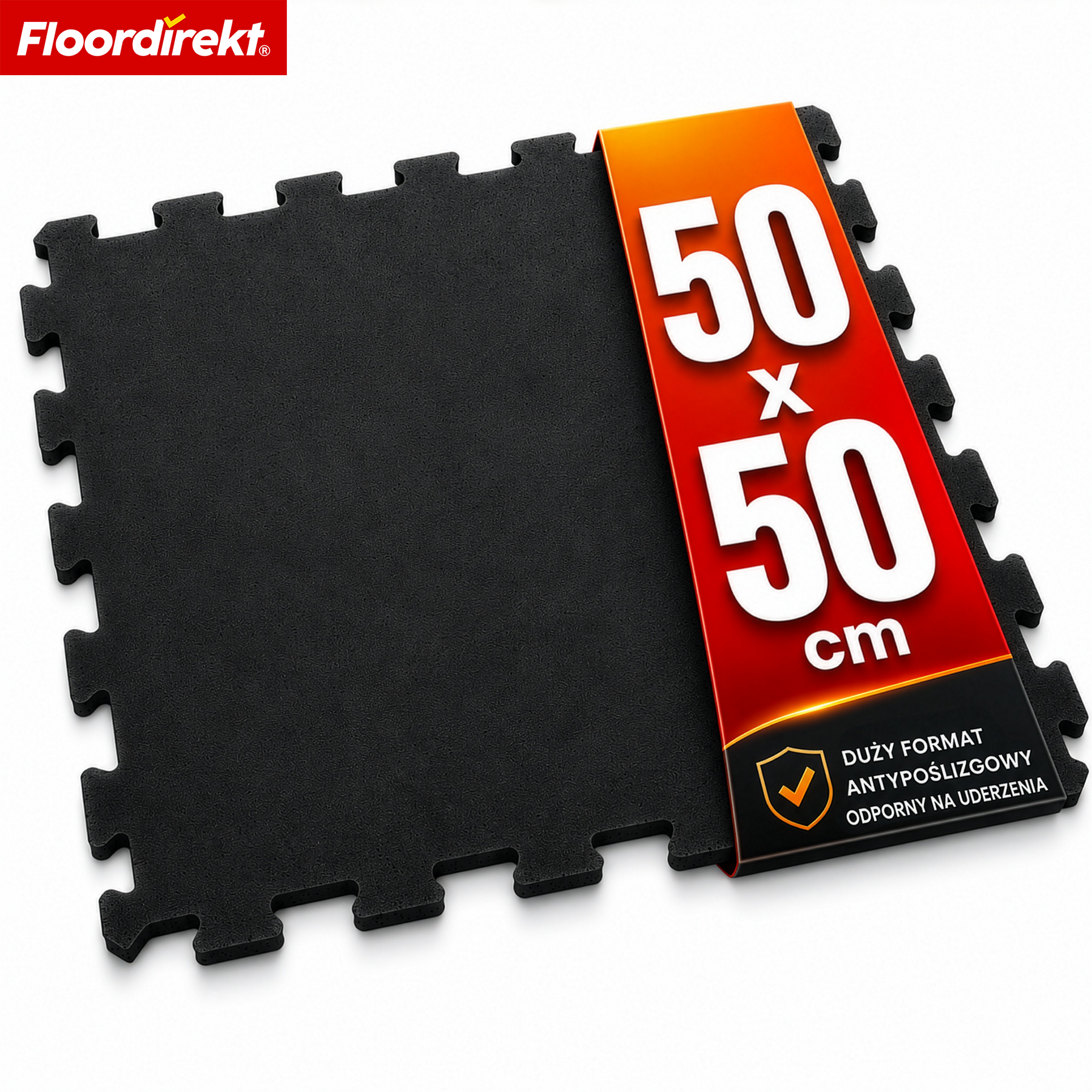 Gumowa mata zatrzaskowa | Wytrzymała mata ochronna pod sprzęt fitness i do stref roboczych | 50 x 50 cm