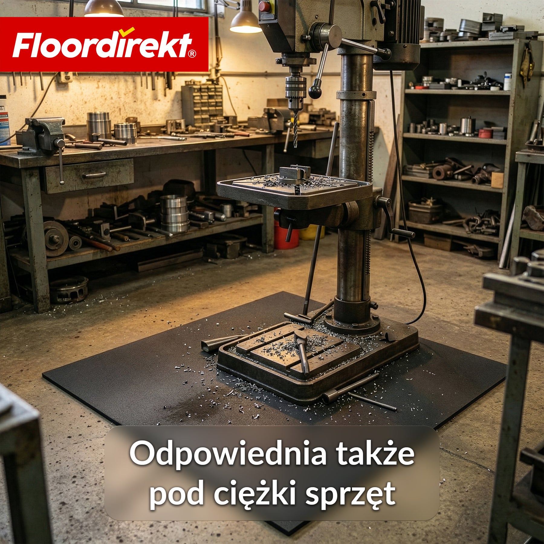 Mata ochronna na podłogę | 100 x 100 cm 10 mm | Mata gumowa pod sprzęt fitness i ciężkie urządzenia