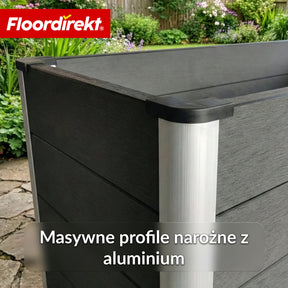 Podwyższona grządka WPC | Kasos | 150 x 70 x 75 cm | Antracyt | Odporna na warunki atmosferyczne, wygodna dla pleców i trwała | Otwarty spód przeciw zastojom wody