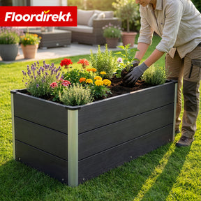 Podwyższona grządka WPC | Paros | Antracyt | Odporna na warunki atmosferyczne & trwała | Do ogrodu i na taras | Różne rozmiary