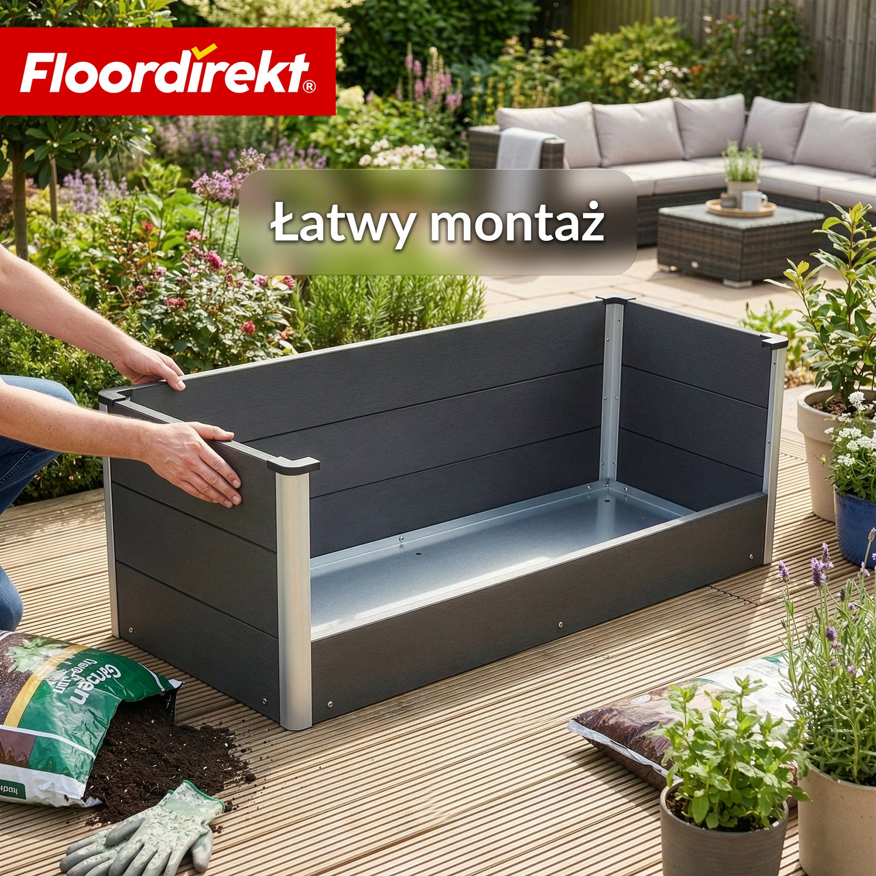 Podwyższona grządka WPC | Paros | Antracyt | Odporna na warunki atmosferyczne & trwała | Do ogrodu i na taras | Różne rozmiary