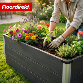 Podwyższona grządka WPC | Paros | Antracyt | Odporna na warunki atmosferyczne & trwała | Do ogrodu i na taras | Różne rozmiary