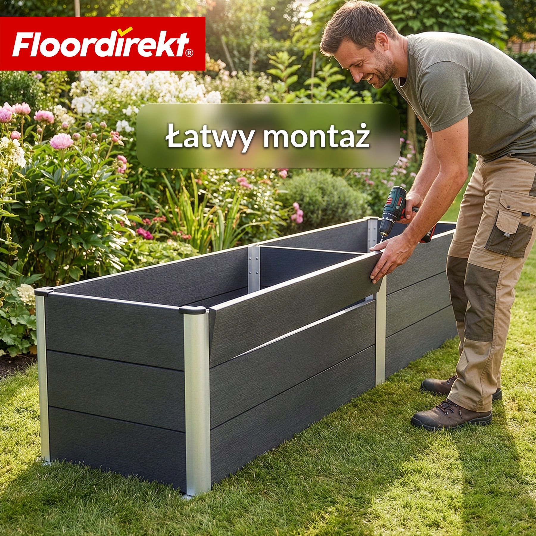 Podwyższona grządka WPC | Paros | Antracyt | Odporna na warunki atmosferyczne & trwała | Do ogrodu i na taras | Różne rozmiary