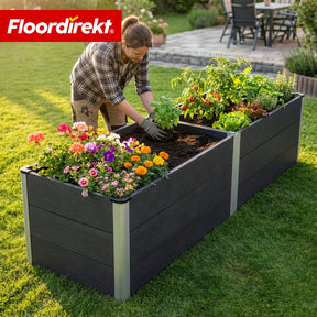 Podwyższona grządka WPC | Paros | Antracyt | Odporna na warunki atmosferyczne & trwała | Do ogrodu i na taras | Różne rozmiary