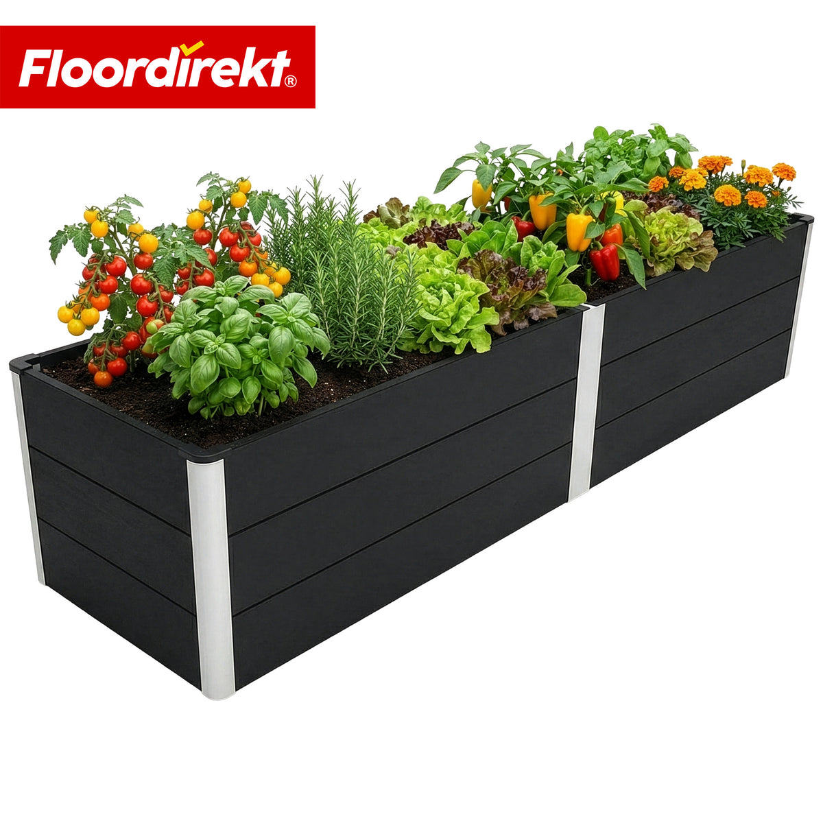 Podwyższona grządka WPC | Paros | Antracyt | Odporna na warunki atmosferyczne & trwała | Do ogrodu i na taras | Różne rozmiary